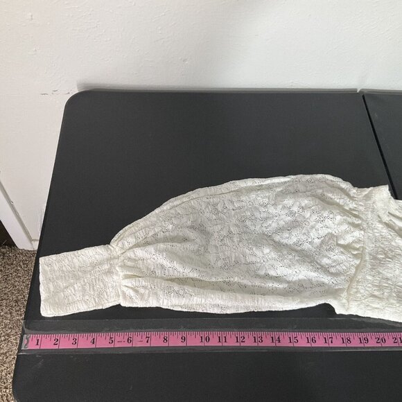 Free People Top Women M Ivory Long Sleeve Lace Lined Cut Out Back Boho Blouse - Picture 10 of 12